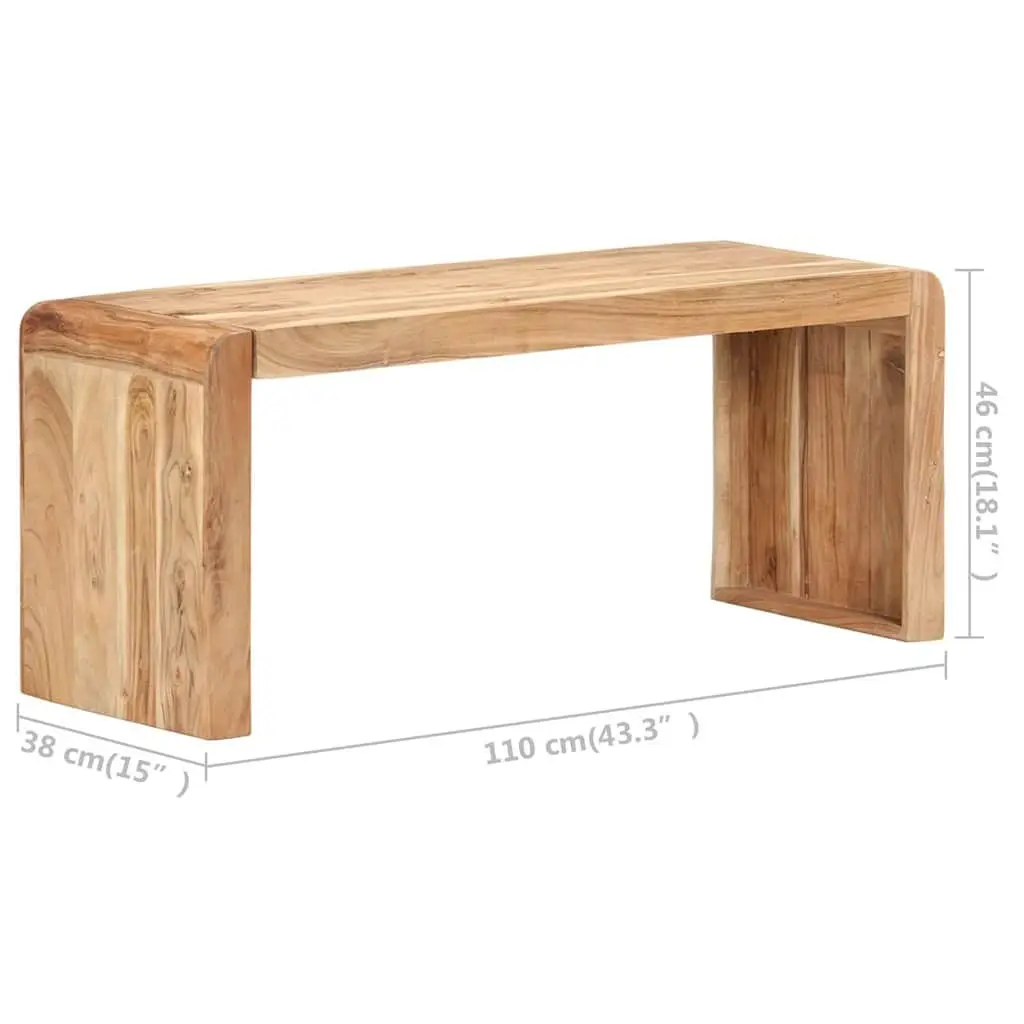 Acacia Wood Dining Bench 110x38x46cm Natural Grain Sturdy Seating for Kitchen Hall Entryway