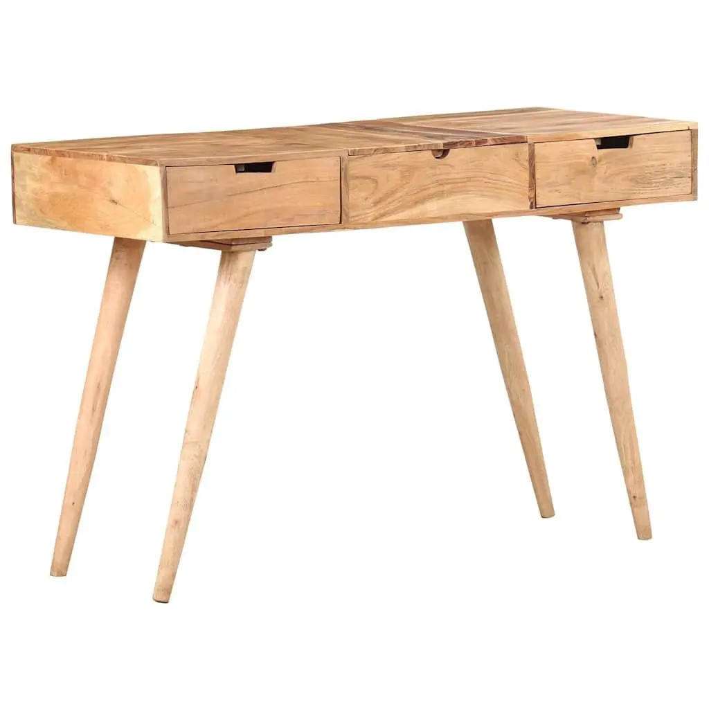 Dressing Table Solid Acacia Wood 112x45x76cm with Mirror and 2 Storage Drawers Brown
