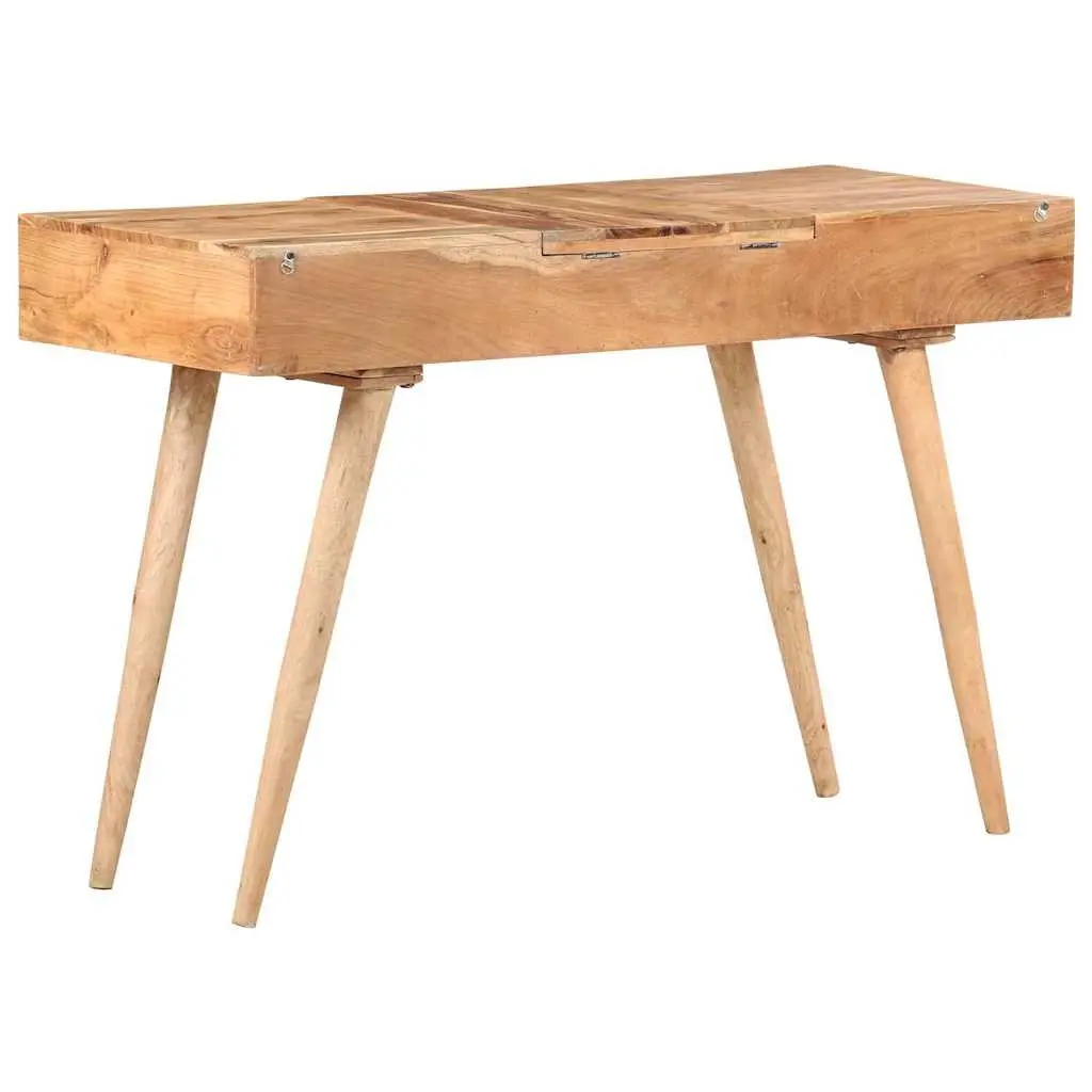 Dressing Table Solid Acacia Wood 112x45x76cm with Mirror and 2 Storage Drawers Brown