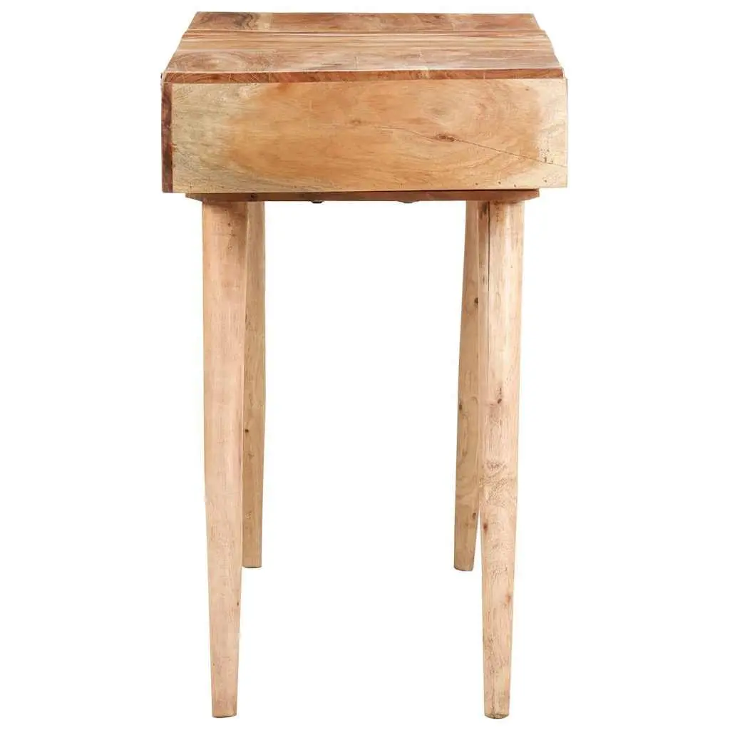 Dressing Table Solid Acacia Wood 112x45x76cm with Mirror and 2 Storage Drawers Brown