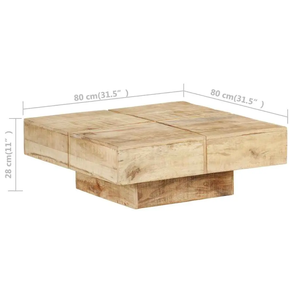 Mango Wood Coffee Table Brown Solid 80x80x28cm Accent Piece for Living Room or Office