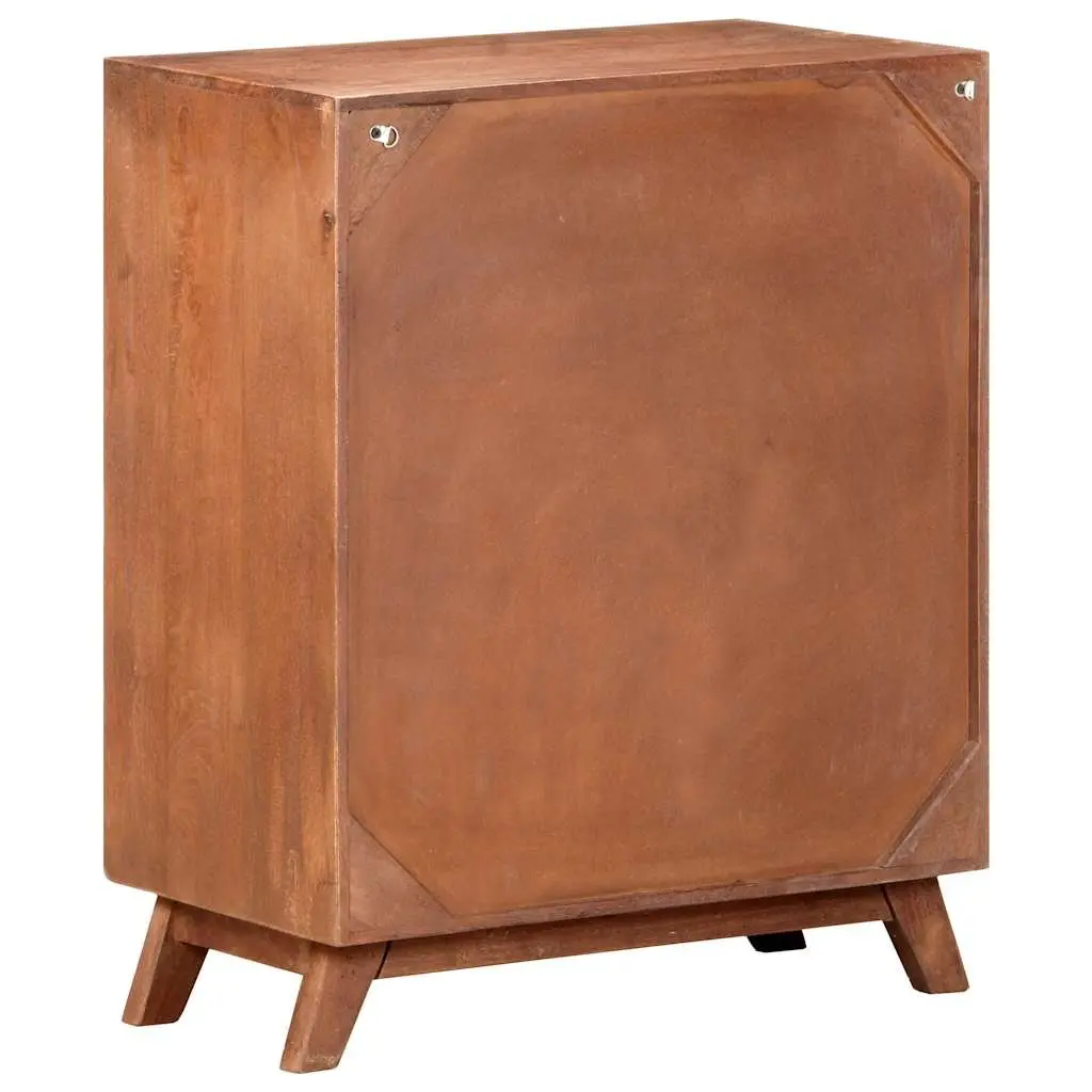 Sideboard Solid Mango Wood Brown 2 Drawers 1 Door Storage Cabinet