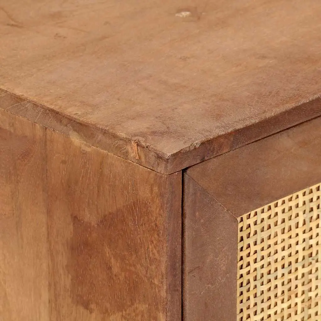 Sideboard Solid Mango Wood Brown 2 Drawers 1 Door Storage Cabinet