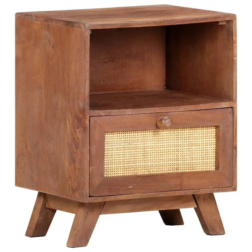 Bedside Cabinet 40x30x50 cm Solid Mango Wood Nightstand Drawer Shelf Brown