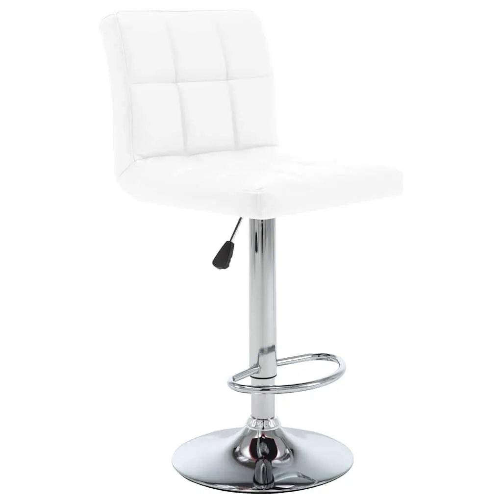 Bar Stools Faux Leather Adjustable Height Chromed Steel 2 Piece White