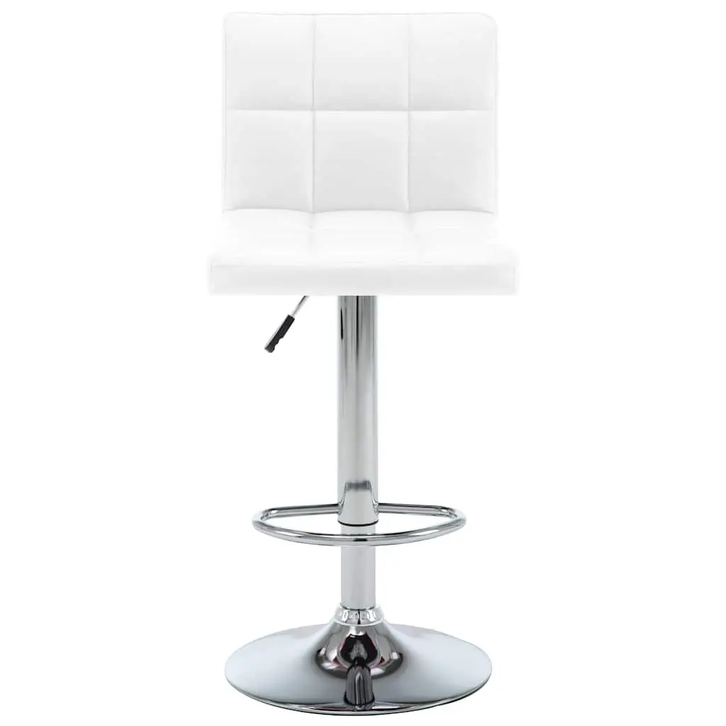 Bar Stools Faux Leather Adjustable Height Chromed Steel 2 Piece White
