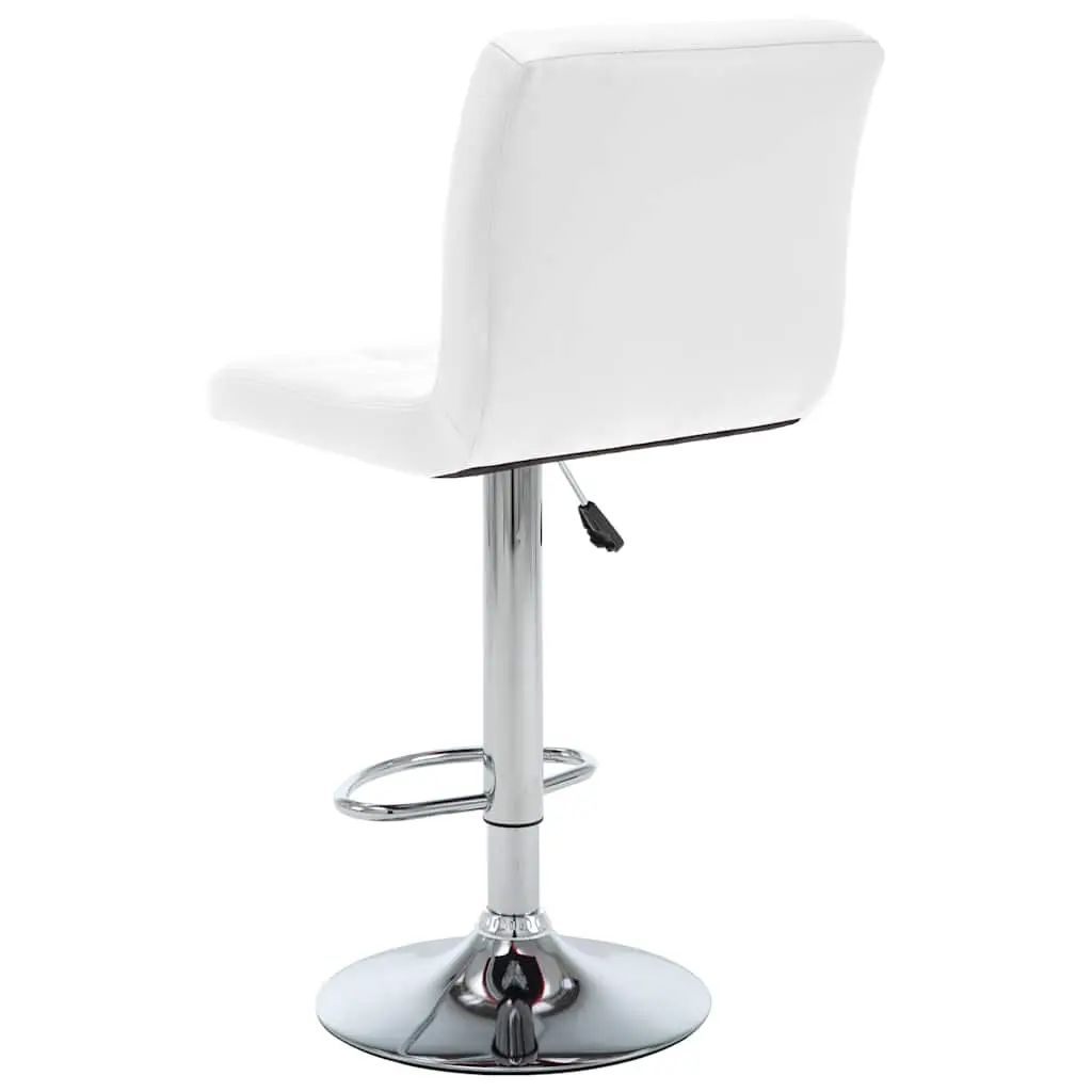 Bar Stools Faux Leather Adjustable Height Chromed Steel 2 Piece White