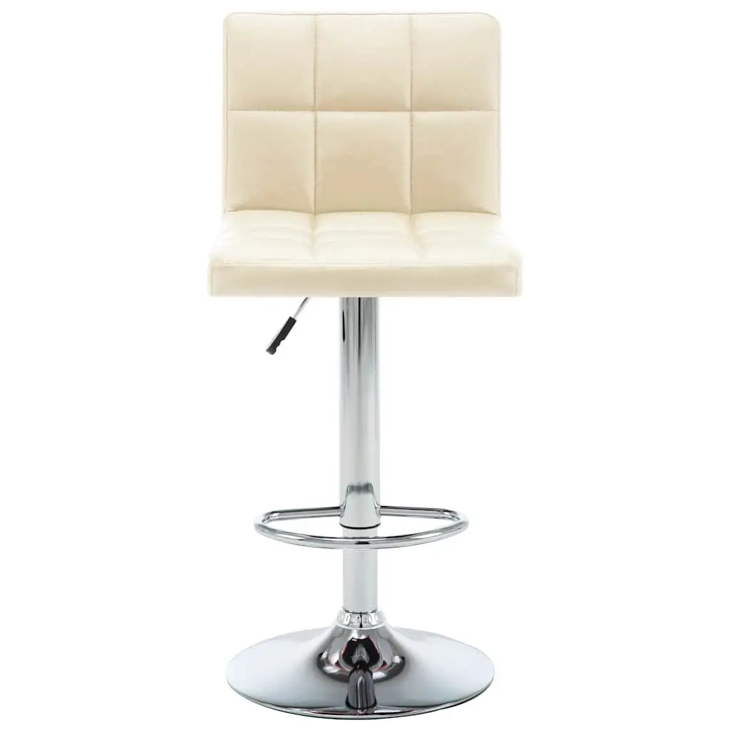 Bar Stools 2 pcs Cream Faux Leather Adjustable Height Footrest Modern Design