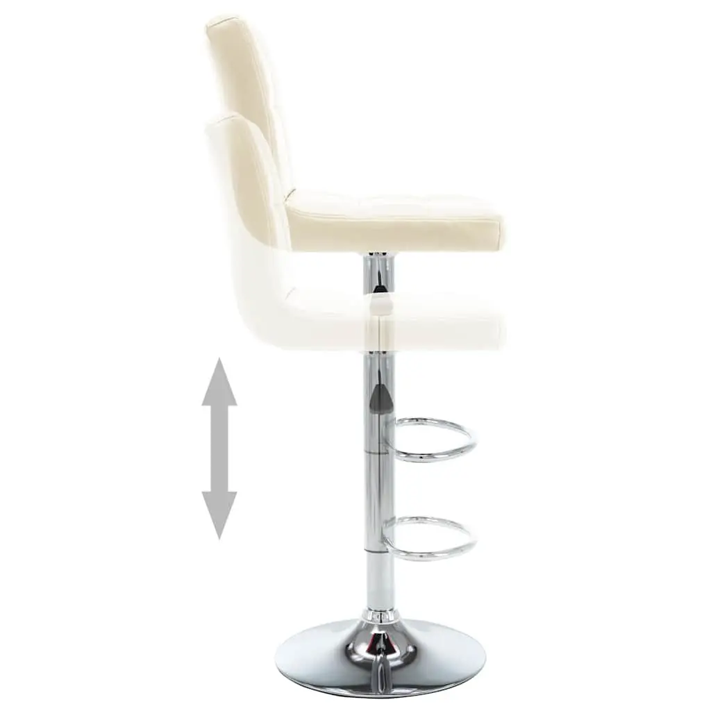 Bar Stools 2 pcs Cream Faux Leather Adjustable Height Footrest Modern Design
