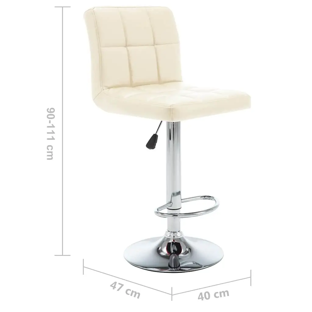 Bar Stools 2 pcs Cream Faux Leather Adjustable Height Footrest Modern Design