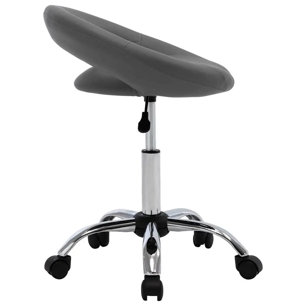 Rolling Office Chair Grey Faux Leather Padded Backrest Adjustable Height Desk