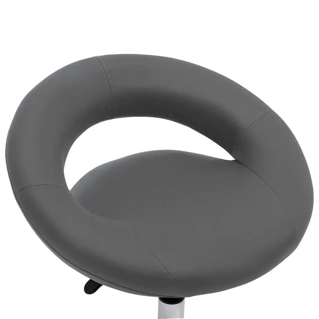Rolling Office Chair Grey Faux Leather Padded Backrest Adjustable Height Desk