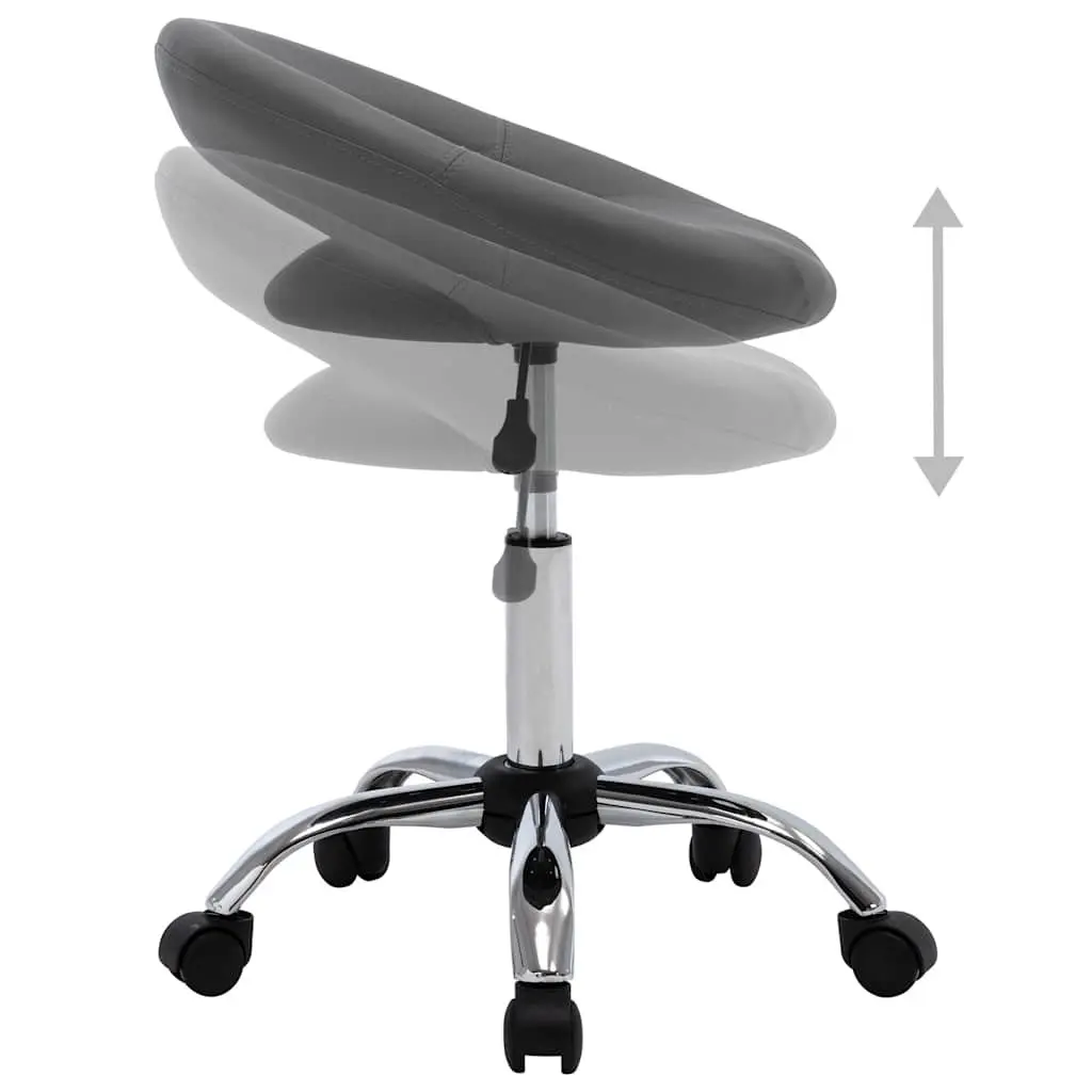 Rolling Office Chair Grey Faux Leather Padded Backrest Adjustable Height Desk