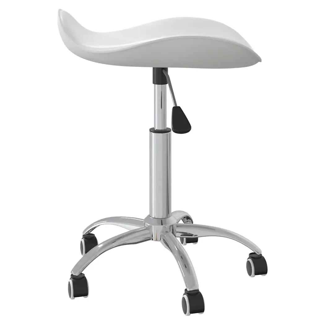 Salon Spa Stool Faux Leather Height Adjustable White Rolling Chair