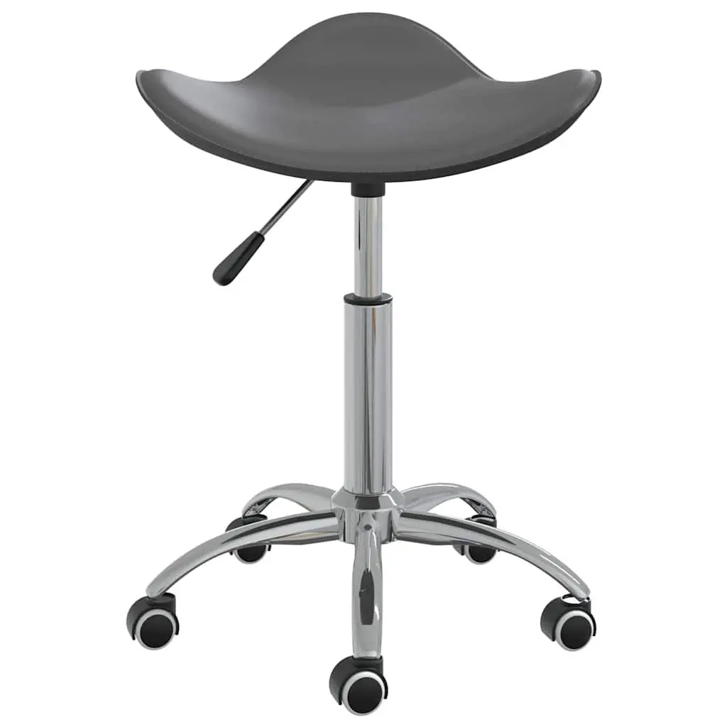 Salon Stool Height Adjustable Swivel Grey Faux Leather with Wheels for Spa and Salon