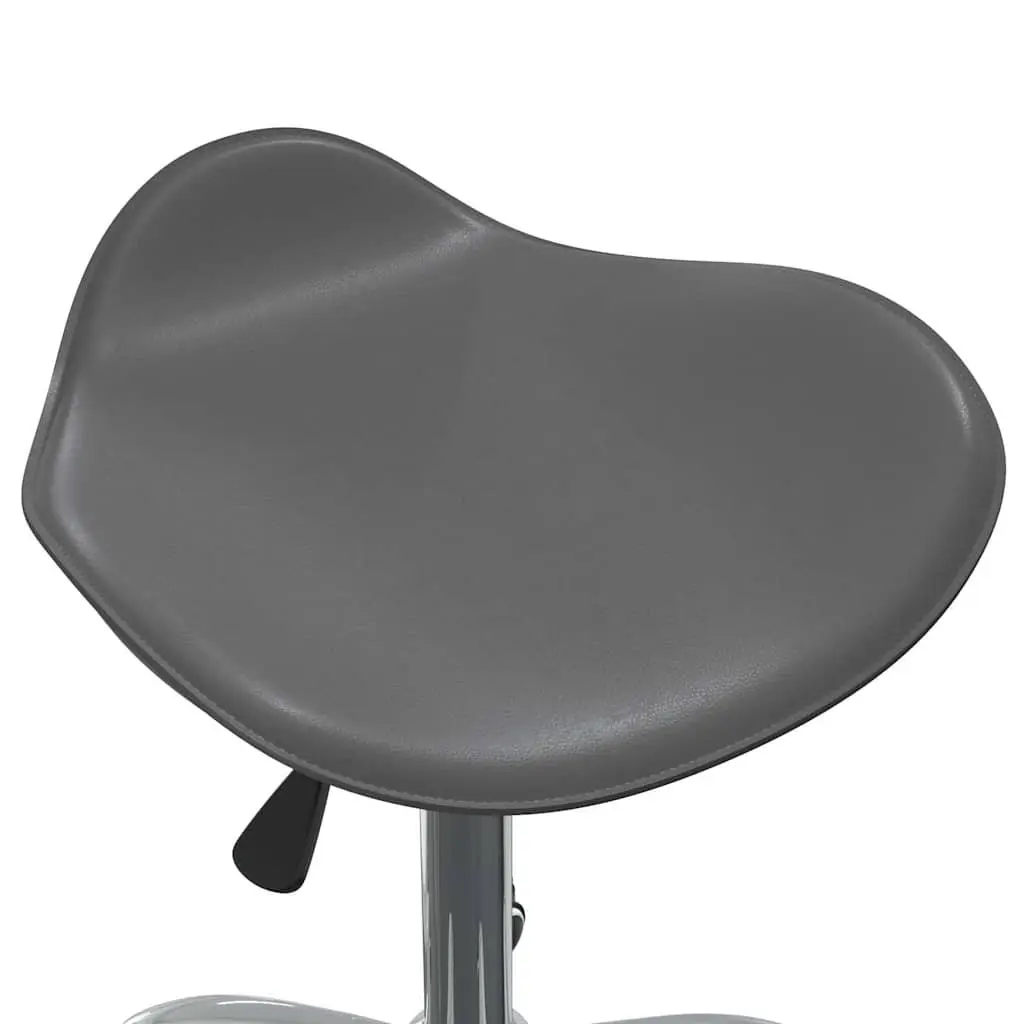 Salon Stool Height Adjustable Swivel Grey Faux Leather with Wheels for Spa and Salon
