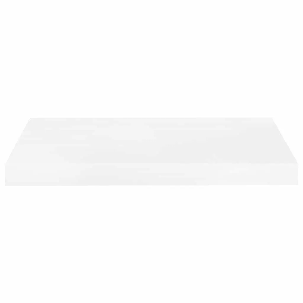 Floating Wall Shelf Honeycomb MDF Metal Frame 50 x 23.5 x 3.8 cm White High Gloss
