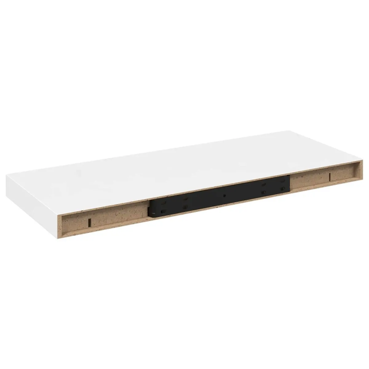 Floating Shelf High Gloss White Organizer Ledge 60cm Honeycomb MDF with Metal Frame Home Decor