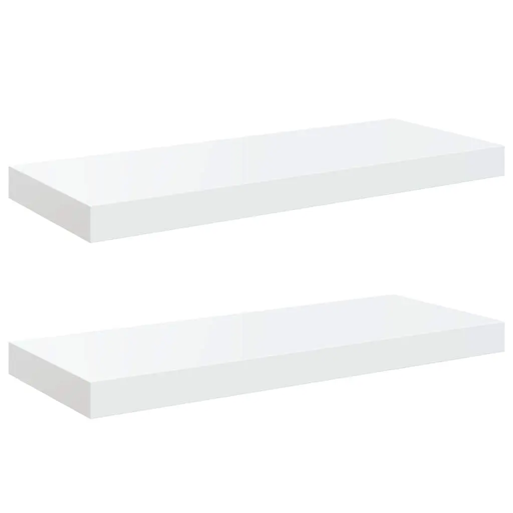 Floating Wall Shelves Honeycomb MDF with Metal Frame 60 x 23.5 x 3.8 cm High Gloss White 2 Piece