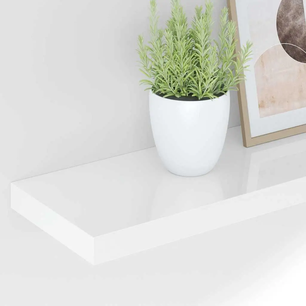 Wall Shelf Honeycomb MDF 90 x 23.5 x 3.8 cm High Gloss White Floating Display Ledge Home Storage Organiser