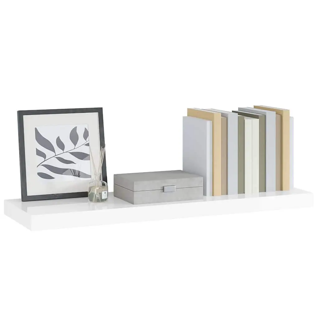 Wall Shelf Honeycomb MDF 90 x 23.5 x 3.8 cm High Gloss White Floating Display Ledge Home Storage Organiser