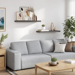 2-Piece Floating Wall Shelf Set in High Gloss Grey