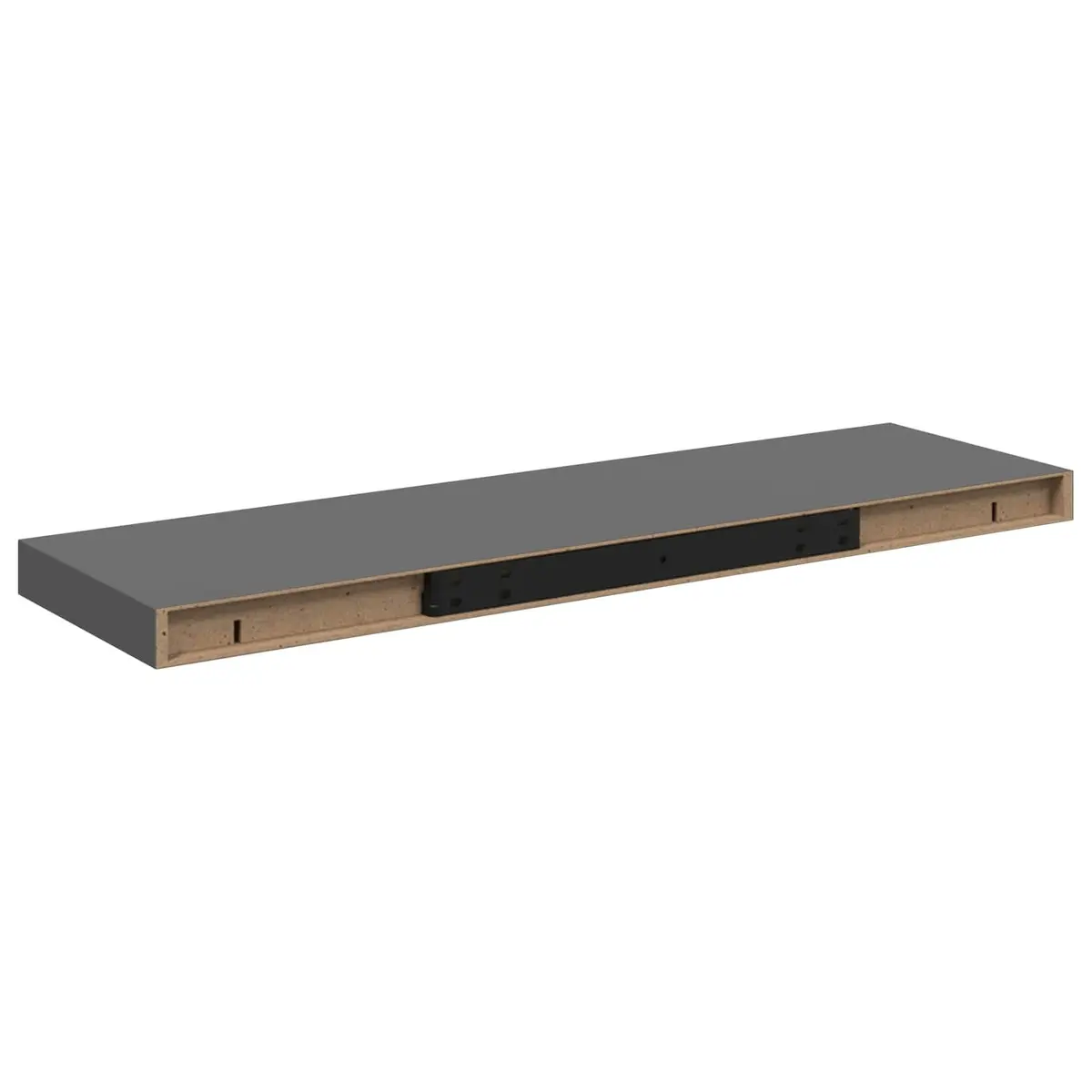 High Gloss Grey Floating Shelves Set of 2 Honeycomb MDF and Metal Frame Wall Mounted Display Storage 80x23.5x3.8cm Home Decor
