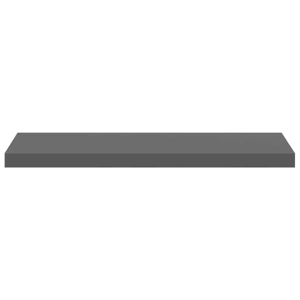 High Gloss Grey Floating Shelves Set of 2 Honeycomb MDF and Metal Frame Wall Mounted Display Storage 80x23.5x3.8cm Home Decor