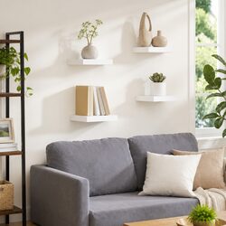 Floating Wall Shelves 4 Piece White Display Rack Mounted Storage Decor Home