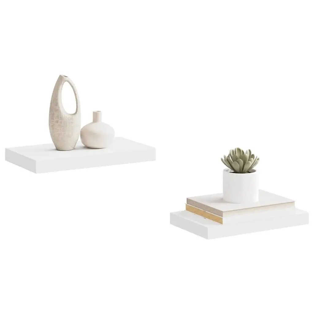 Floating Wall Shelves Honeycomb MDF and Metal Frame 40 x 23.5 x 3.8 cm White Set of 2