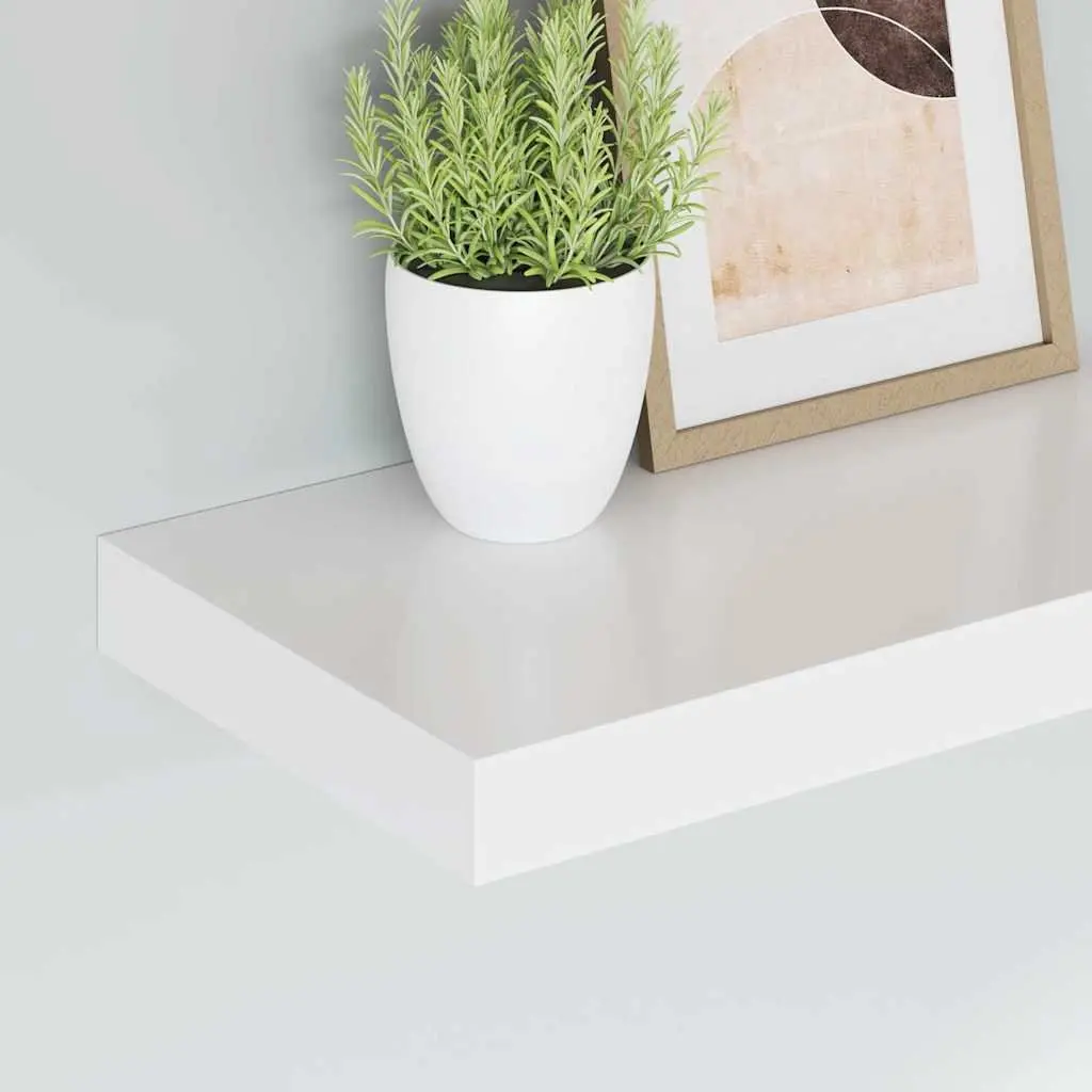 Floating Wall Shelves Honeycomb MDF with Metal Frame 40 x 23.5 x 3.8 cm White Set 4 Pieces