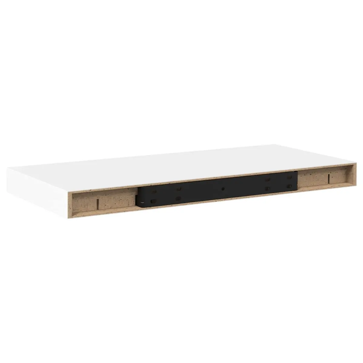 Floating Wall Shelf Honeycomb MDF with Metal Frame 50 x 23.5 x 3.8 cm White