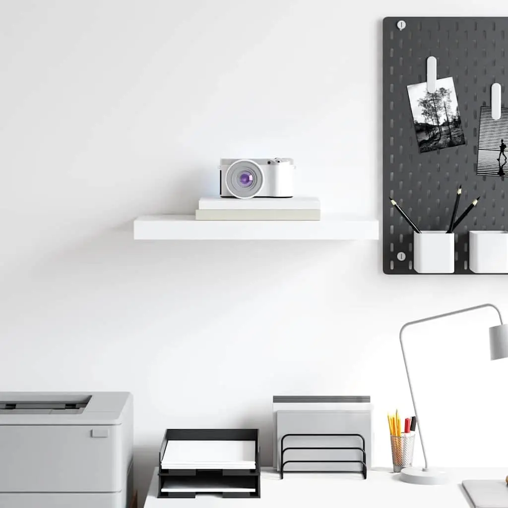 Floating Wall Shelf Honeycomb MDF with Metal Frame 50 x 23.5 x 3.8 cm White