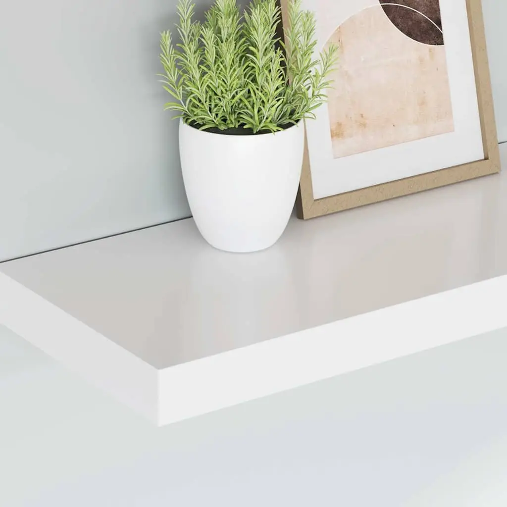 Floating Wall Shelf Honeycomb MDF with Metal Frame 50 x 23.5 x 3.8 cm White