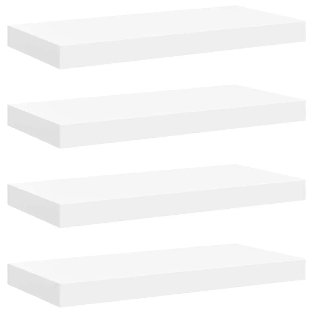 Floating Wall Shelves MDF Metal Frame 50 x 23.5 x 3.8 cm White 4 Piece Set
