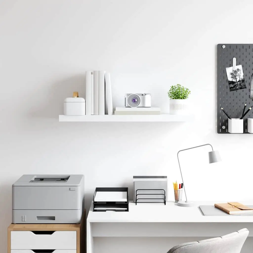 Floating Wall Shelf Honeycomb MDF 80cm White Invisible Mount Home Decor