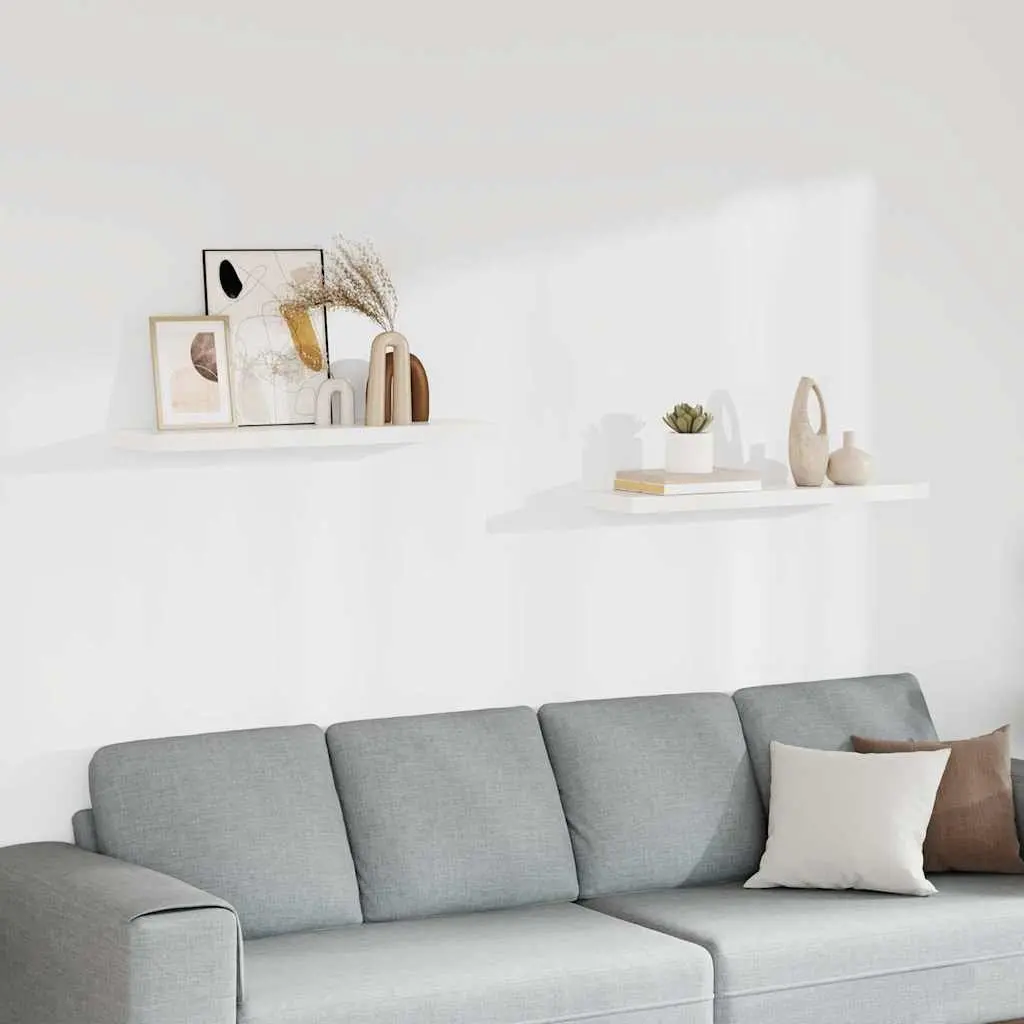 Floating Wall Shelves Honeycomb MDF 90 x 23.5 x 3.8 cm White 2 Piece Display Rack Home Storage Decor Organizer