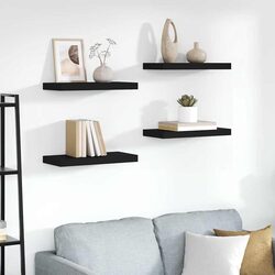 4 pcs Black Floating Wall Shelves for Practical Home Use