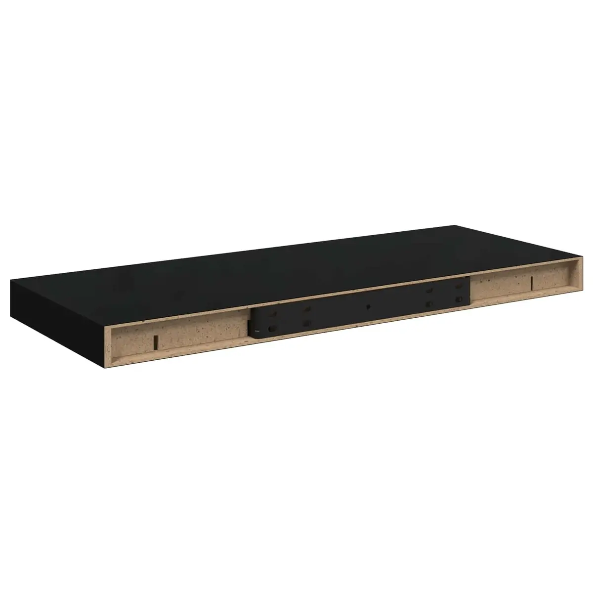 Floating Wall Shelves Metal Honeycomb MDF 60x23.5x3.8cm Black 2 Pieces Home Decor