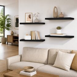 Black Wall Shelves Set of 4 for Home Use