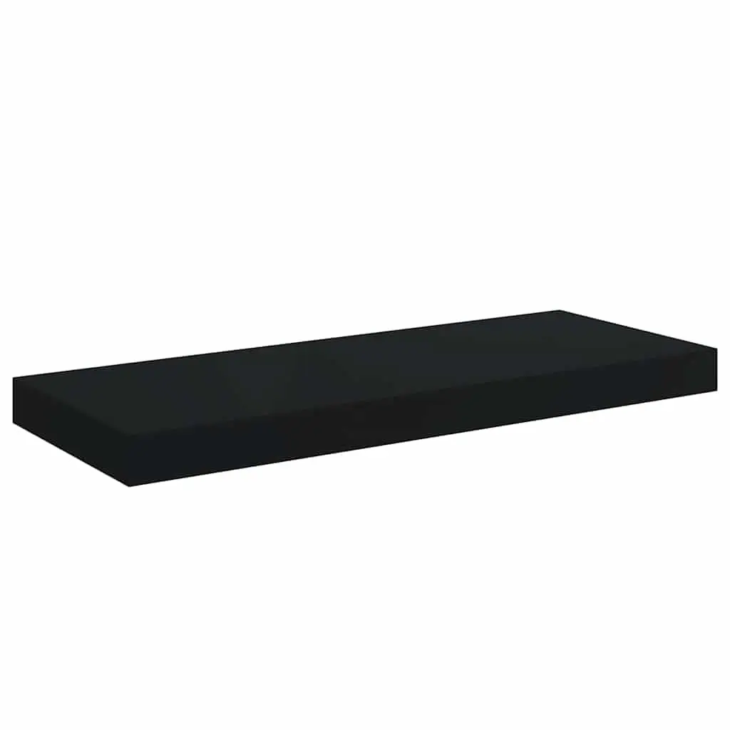 Floating Wall Shelves Black MDF 4 Piece Display Storage Rack Home Decor Organizer