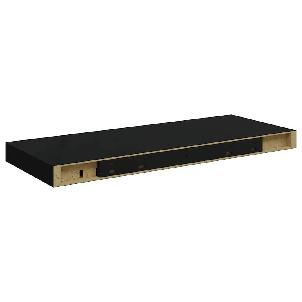 Floating Wall Shelves Black MDF 4 Piece Display Storage Rack Home Decor Organizer
