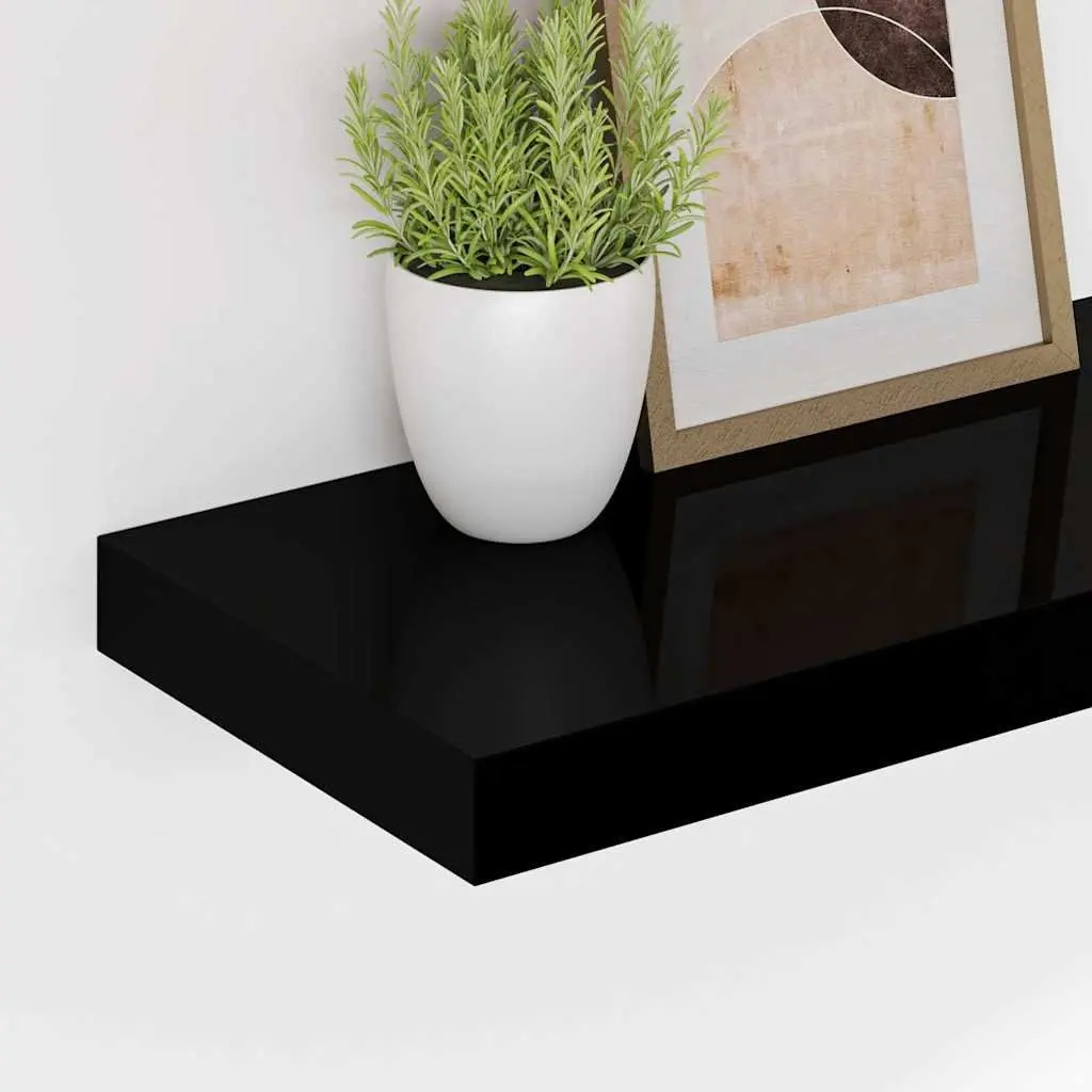 Floating Wall Shelf MDF Black 90x23.5cm