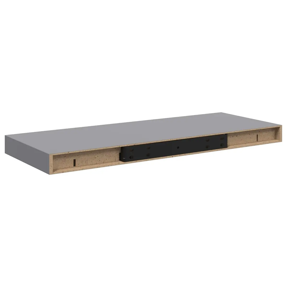 Floating Wall Shelf Honeycomb MDF and Metal 60 x 23.5 x 3.8 cm Grey Display Storage Ledge Home Decor Organizer