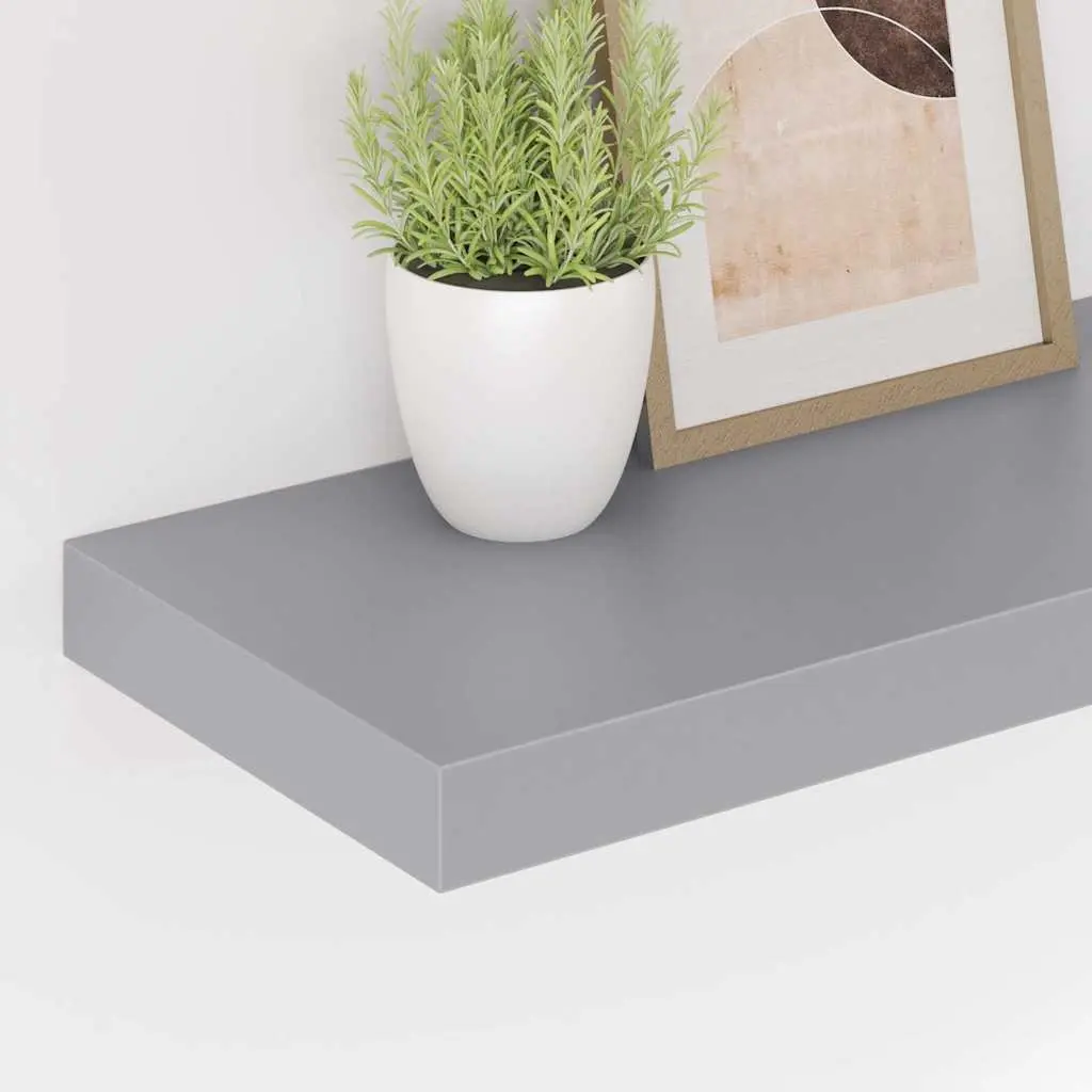 Floating Wall Shelf Honeycomb MDF and Metal 60 x 23.5 x 3.8 cm Grey Display Storage Ledge Home Decor Organizer