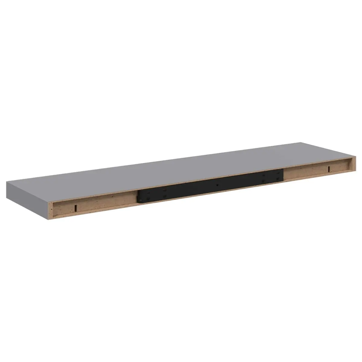 Grey Floating Wall Shelf Honeycomb MDF and Metal Frame 90x23.5x3.8cm Display Rack Home Decoration Unit