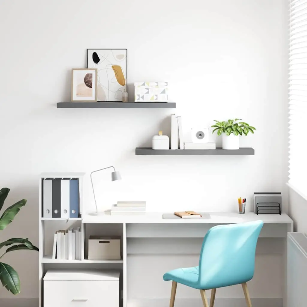 Floating Wall Shelves Honeycomb MDF with Metal Frame 90 x 23.5 x 3.8 cm Grey 2 Piece