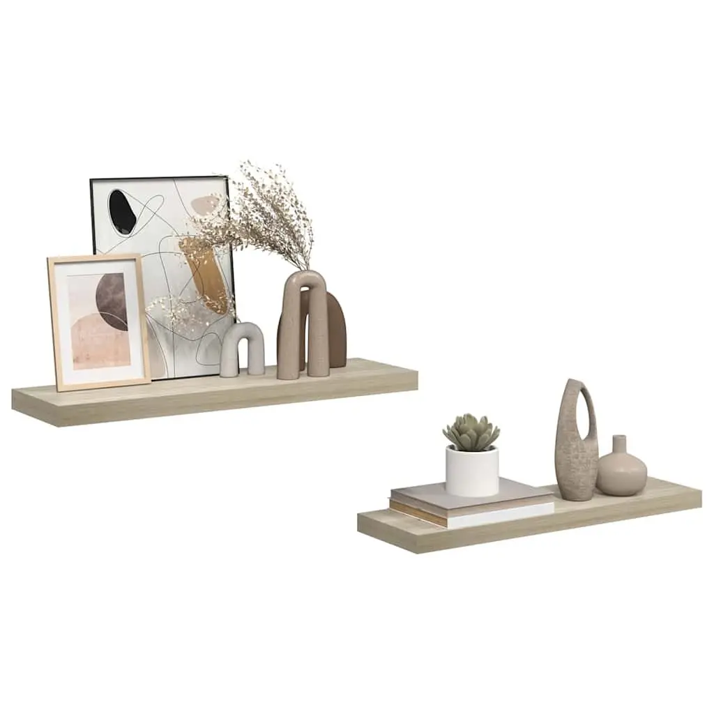 Floating Wall Shelves Honeycomb MDF with Metal Frame 80 x 23.5 x 3.8 cm Brown 2 Piece