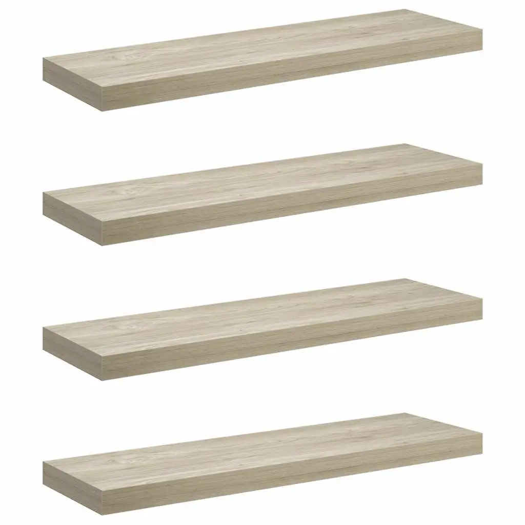Floating Wall Shelves Honeycomb MDF and Metal Frame 80 x 23.5 x 3.8 cm Oak Brown 4 Piece Set