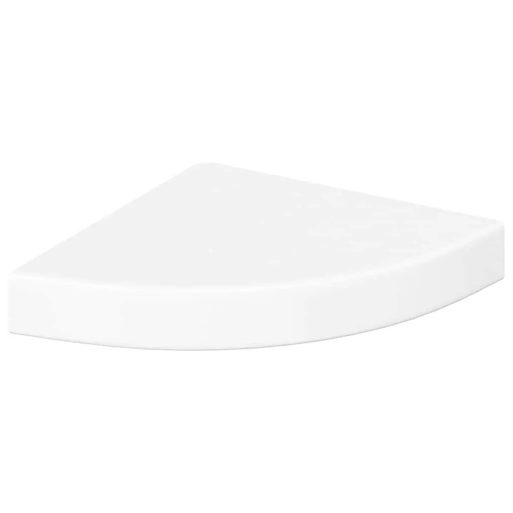 Floating Corner Wall Shelf MDF High Gloss White 25 x 25 x 3.8 cm